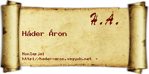 Háder Áron névjegykártya